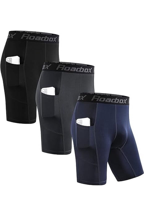 Compression Shorts for Men, Athletic Running Spandex Compression Underwear Shorts with Perfect Pocket