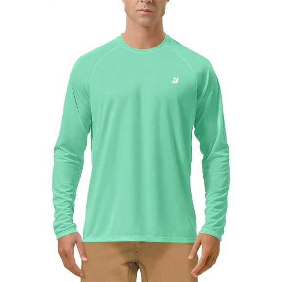 Roadbox Mens UPF 50+ UV Sun Protection Shirts Outdoor Long Sleeve SPF Rash Guard for Fishing Hiking Swimming Running