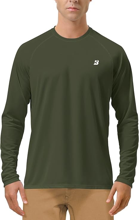 Roadbox UPF 50+ Fishing Shirts For Men, Long Sleeve UV Protection Sun Hoodie, Swim Rash Guard For Hiking Running Workout Blue