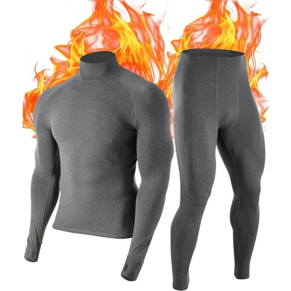 Roadbox Thermal Underwear for Men: Fleece Lined Long Johns Base Layer Long Sleeve Top & Bottom Set