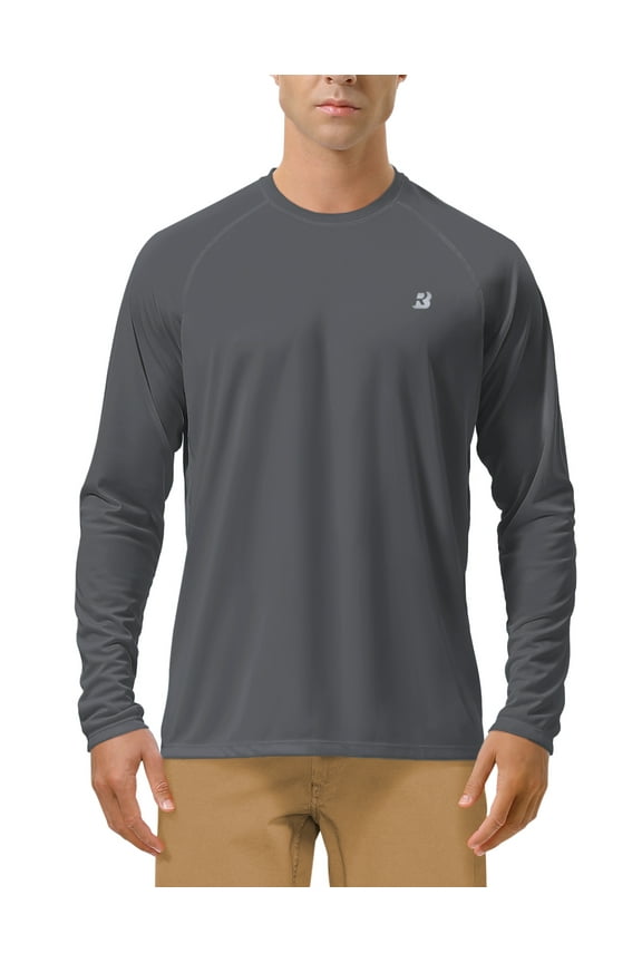 UPF 50+ Men's Long Sleeve Fishing Shirts UV Sun Protection Tee Tops for Outdoors Running Workout