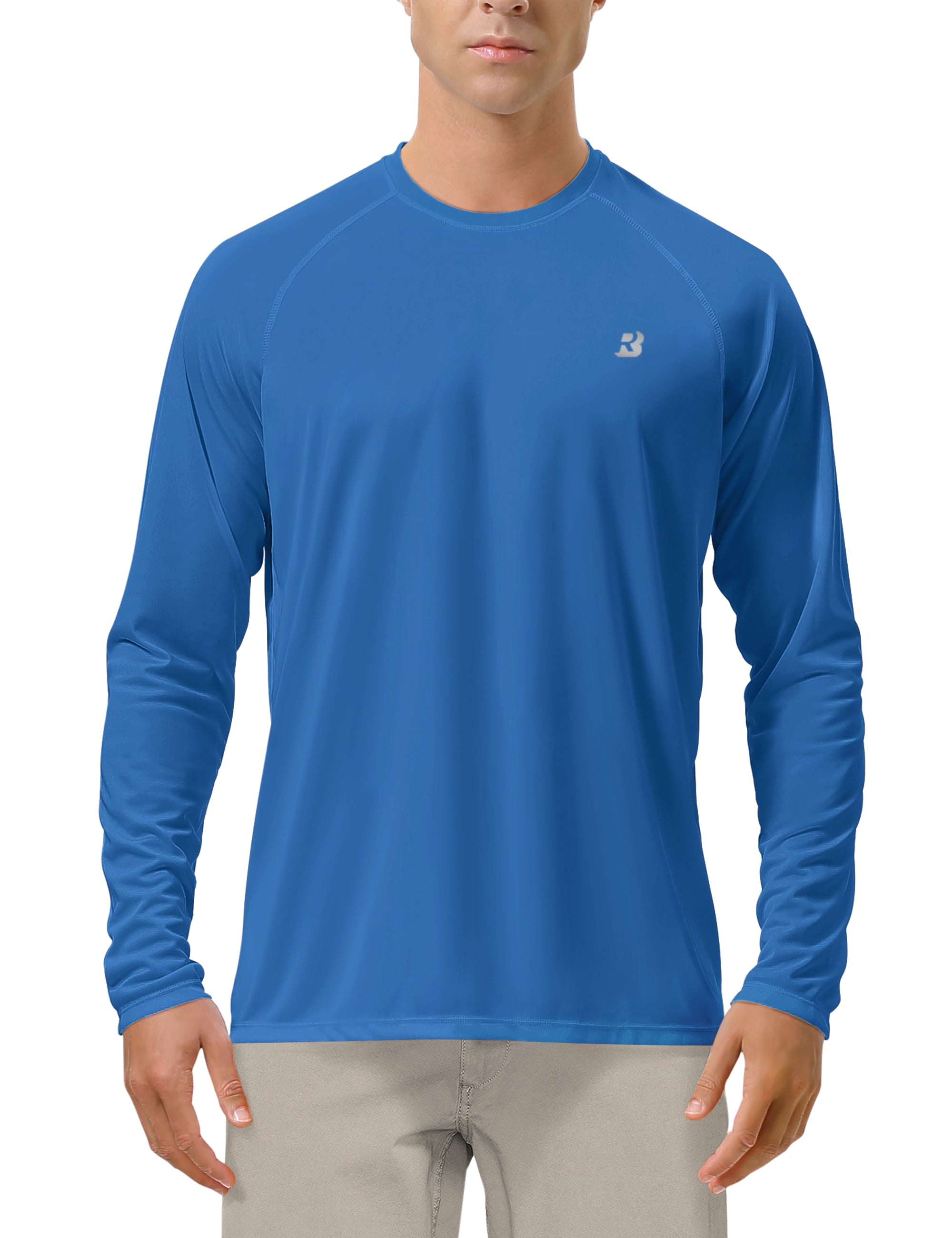 Roadbox UPF 50+ Men's Long Sleeve Fishing Shirts UV Sun Protection Tee Tops  for Outdoors Running Workout 