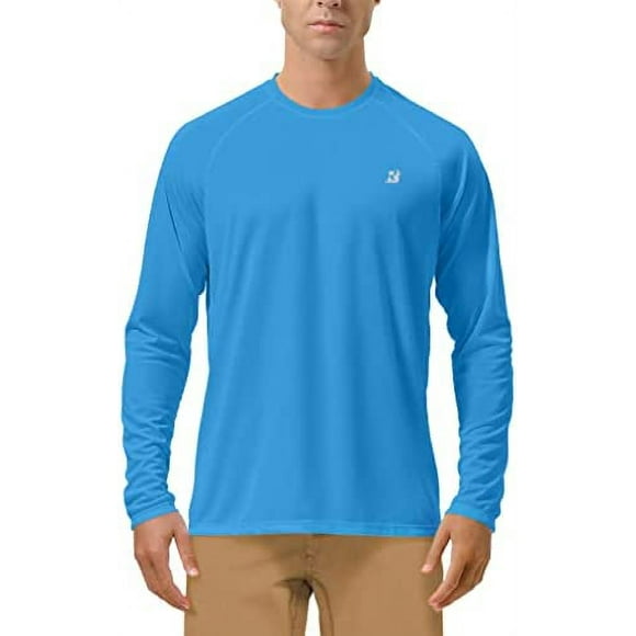 Roadbox UPF 50+ Men's Long Sleeve Fishing Shirts UV Sun Protection Tee Tops for Outdoors Running Workout