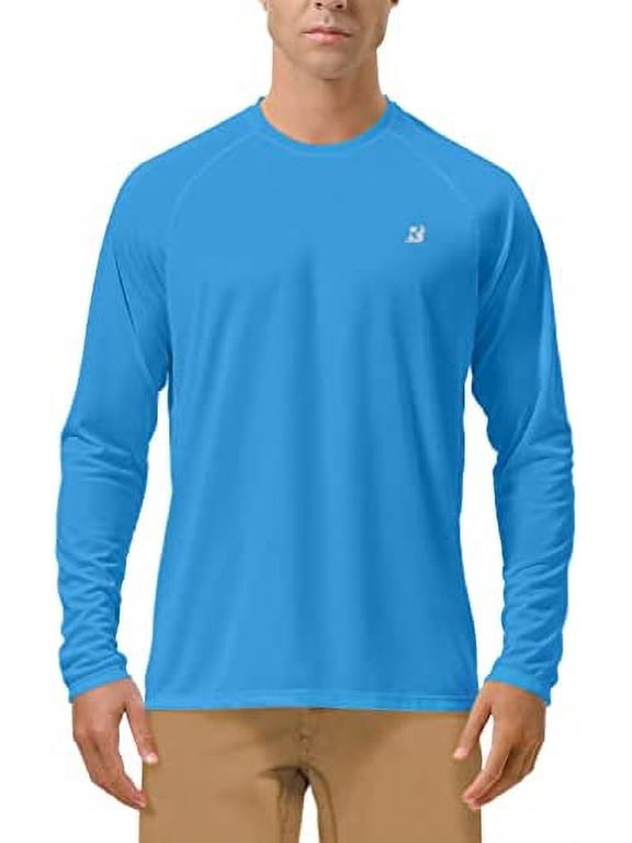 UPF 50+ Men's Long Sleeve Fishing Shirts UV Sun Protection Tee Tops for Outdoors Running Workout