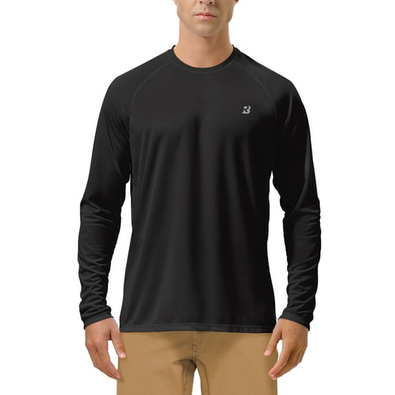 Roadbox UPF 50+ Men's Long Sleeve Fishing Shirts UV Sun Protection Tee Tops for Outdoors Running Workout