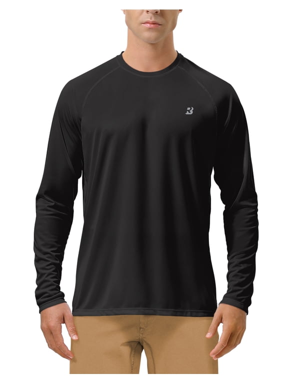 UPF 50+ Men's Long Sleeve Fishing Shirts UV Sun Protection Tee Tops for Outdoors Running Workout