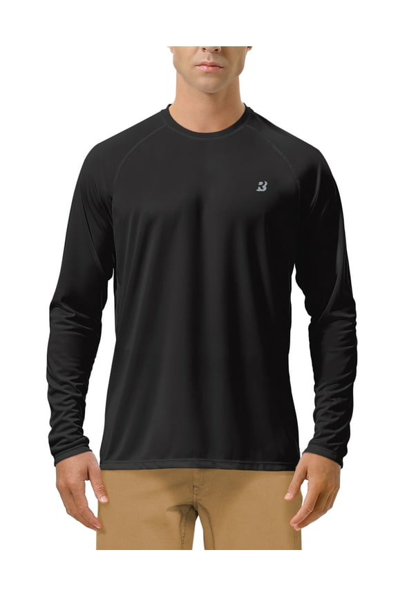 Mens UPF 50+ UV Sun Protection Shirts Outdoor Long Sleeve SPF Rash Guard for Fishing Hiking Swimming Running