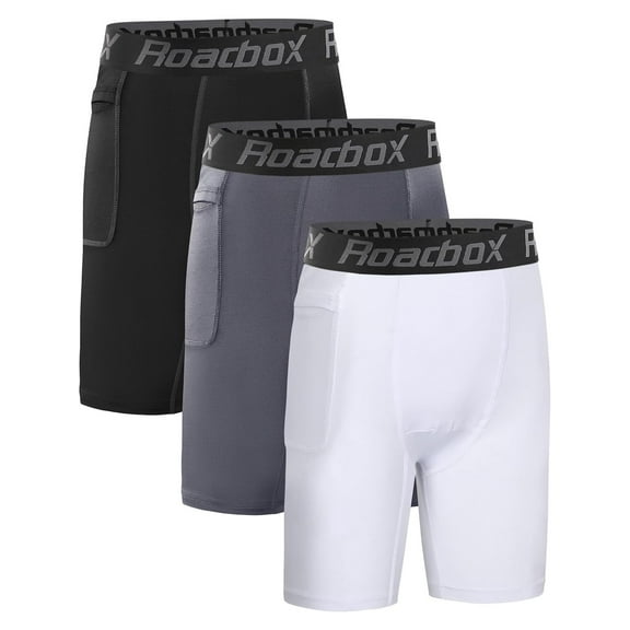 Roadbox Youth Boys Compression Shorts - Spandex Athletic Kids Running Compression Underwear for Basketball Baseball Soccer