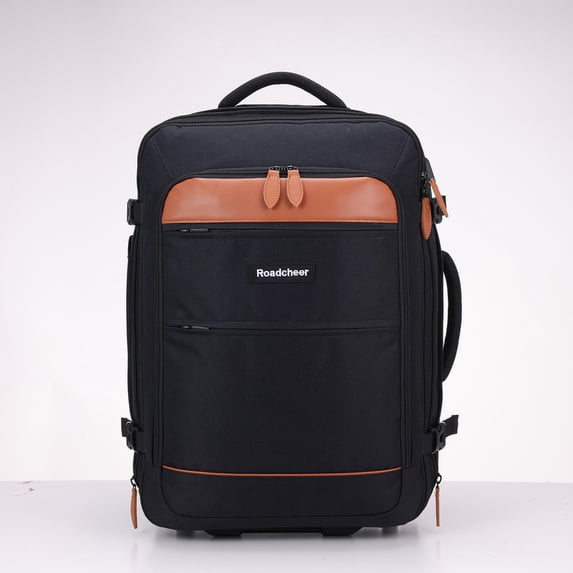 Roadcheer Rolling Backpack, Lightweight Unisex Business College Backpacks with Wheels, Waterproof Luggage Trolley Laptop Backpacks with Shoulder Straps, Black