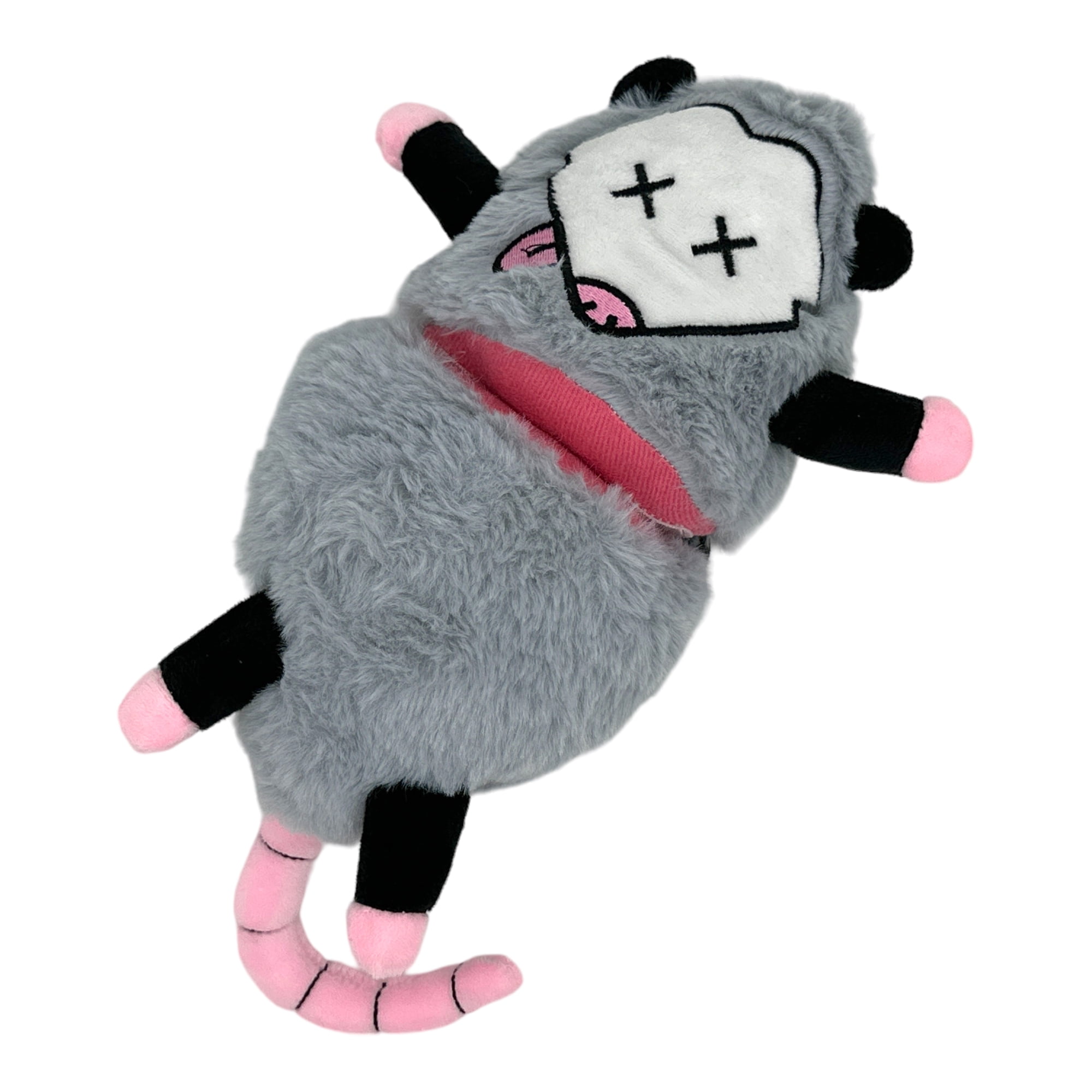 Gray Plush Opossum Dog Toy with Hidden Treat Compartments