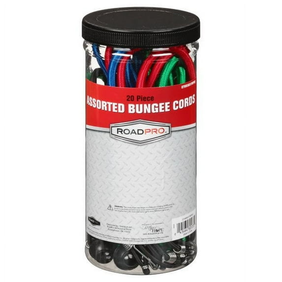 Roadpro 07085601PBPDQ Bungee Cords In Canister - Pack of 6 - 20 Piece
