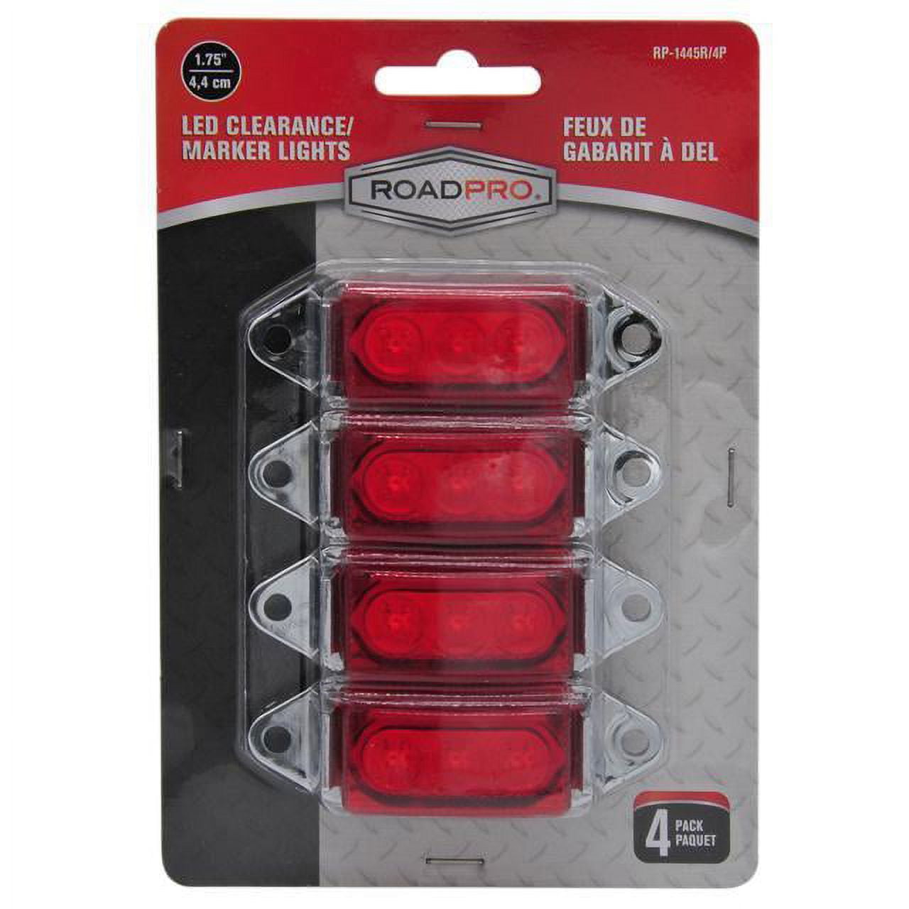 Roadpro LED Clearance/Marker Lights,Red,1.75x1 RP1445R/4P