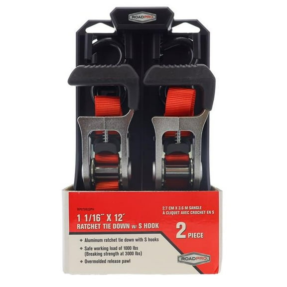 DAS COMPANIES Ratchet Tie Downs w S Hook 1.06in x 12ft