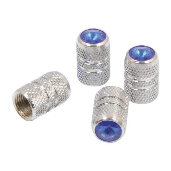 VALVE CAPS BLUE CHROME 4PK OP