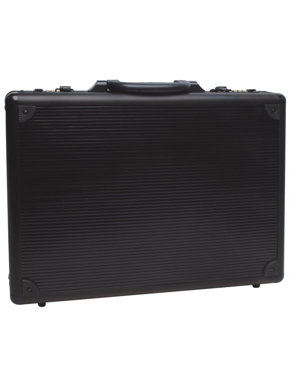 Unisex Anti-Theft Aluminum Briefcase with Combination Locks, Black