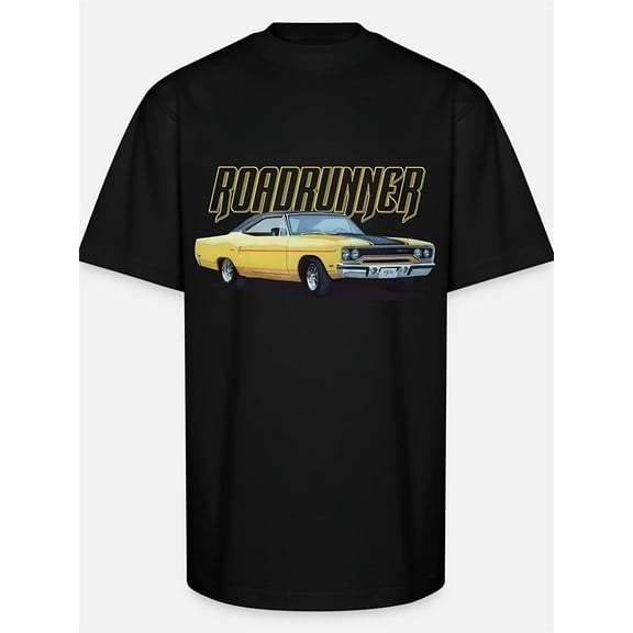 Roadrunner-3023 Men's Retro Roadrunner Graphic T-Shirt - Vintage Car Design, Soft Stretch Fabric, Regular Fit Short Sleeve Tee for Casual Wear & Automotive Enthusiasts
