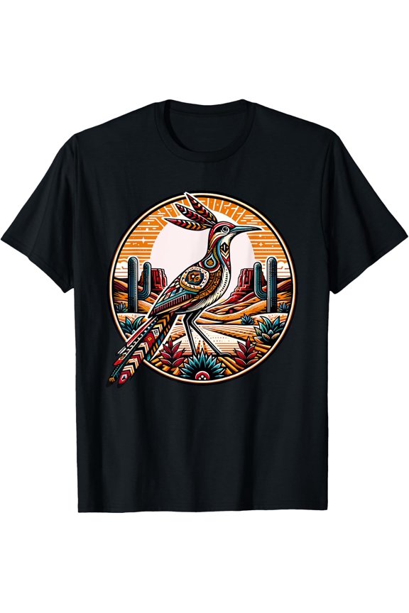 Roadrunner Retro Boho Desert Cactus T-Shirt Size S-5XL