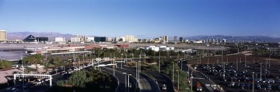 Roads in a city with an airport in the background McCarran International Airport Las Vegas Clark County Nevada USA Canvas Art - Panoramic Images (36 x 12)