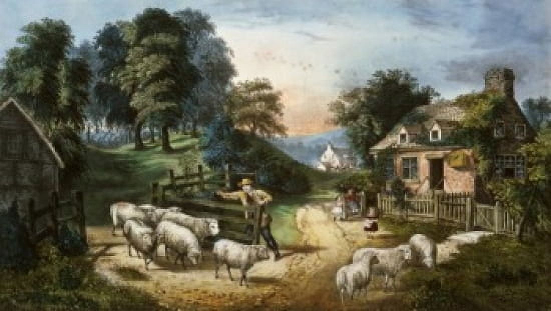 Roadside Cottage  Currier and Ives (a1857-1907American)  Color Lithograph Library of Congress Washington DC Canvas Art - Currier and Ives (18 x 24)
