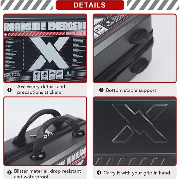 Roadside Emergency Car Kit 137 Piece with Jumper and First Aid Supplies for Men Women