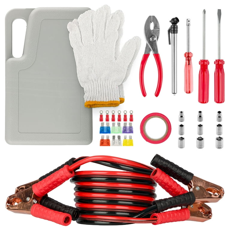 Stalwart 30-Piece Auto Emergency Kit with Jumper Cables for Car
