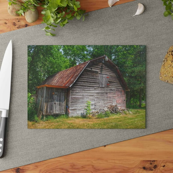 U R There Photography Roadside Grey Rustic Farmhouse Tempered-Glass Cutting Board 8"x 11"