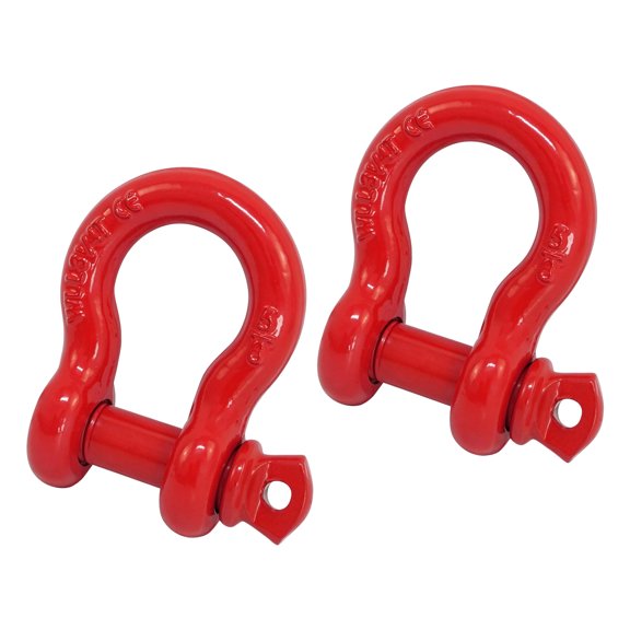 Roadside Towing Shackle, 1/2 Inch Metal D Shape Connector, Red Screw Pin Tow Accessory for Trailer Linking, Bright Setup Hardware