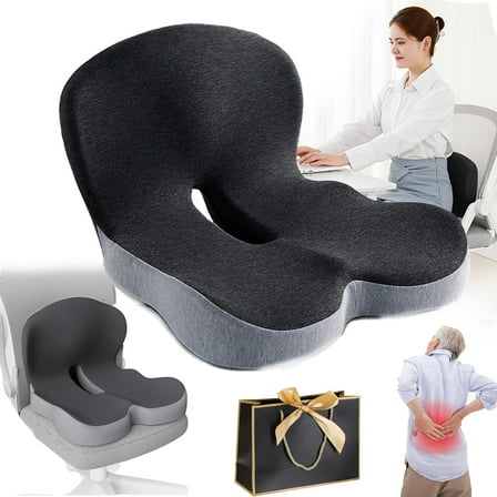Roadspine Tailbone & Lower Back Pain Relief Cushion – Ergonomic Memory Foam Seat & Back Support with Non-Slip Cover, L-Shaped Lumbar Pillow for Office Chair, Car, Truck, or Home Use