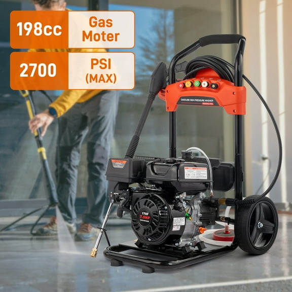 Roadstar 198CC Gas High Pressure Washer, 2700 PSI and 2.3 GPM, for Cars & Patios