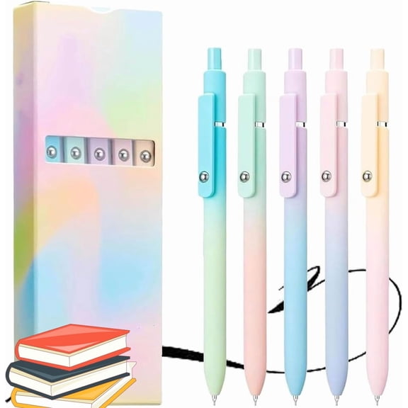 Roadtheside/Halreactody/Runaivete/Specialliy/Crucialass 5 PCS Gel Ink Pens, 0.7/0.5mm Medium Tip Black Ink Roller Ball Pens, Quick Drying Pen for Smooth Writing, Nebula Cute Stationery(1Set,0.5MM)