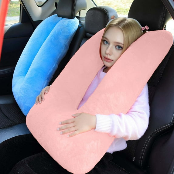 Roadtrip Pillow, Traveling Car Pillow for Kids, Traveling Car Pillow, Car Traveling Pillow for Kids, Head and Body Support U Shaped Pillow, Carseat Pillow for Long Trip Adult(Red)