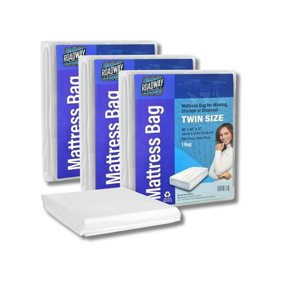 Roadway Supplies Super Heavy Duty Mattress Storage Bag - 5 Mil, Stain Resistant, Clear