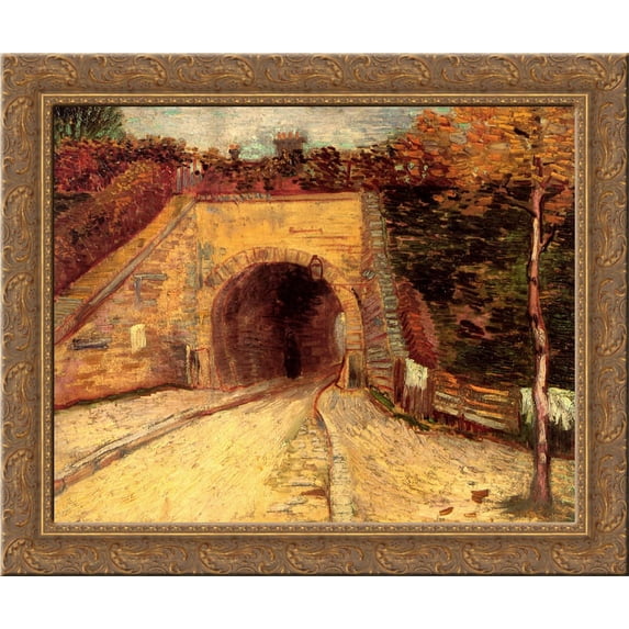 Roadway with Underpass The Viaduct 24x20 Gold Ornate Wood Framed Canvas Art by Vincent van Gogh