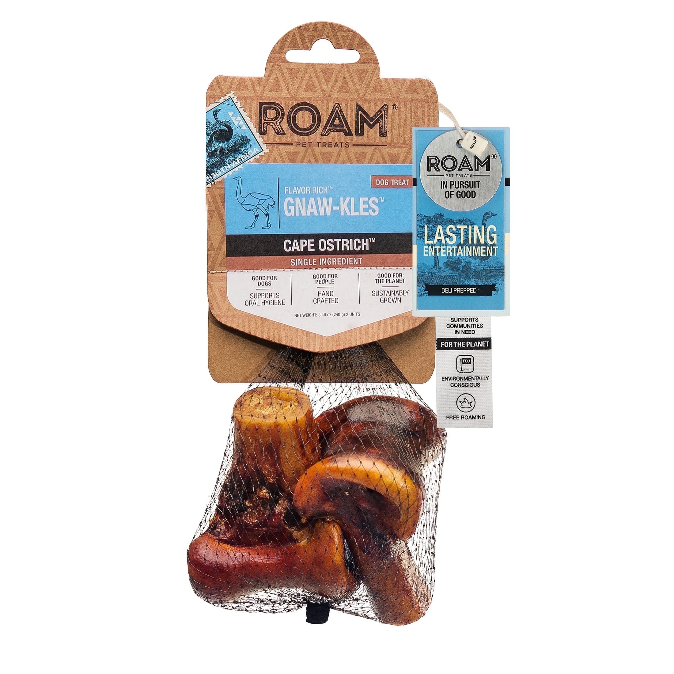 Roam Pets Ostrich Bone Treats for Dogs, 8 oz