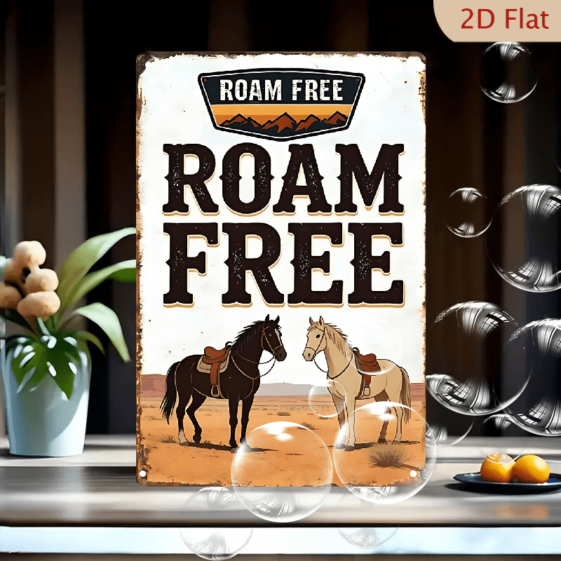 Roam Free Vintage Metal Sign 8x12 Inches, Western Horse Art with ...