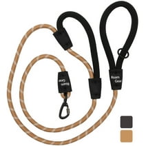 Roam Gear Brown 6FT Dog Leashes - Extra Padded Two Handles, Lockable Metal Carabiner Clip, Durable Silicone Clamps, Reflective Dog Leash, No Pull Heavy Duty Dog Leash for Medium, Large, X-Large Dogs