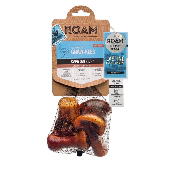 Roam Pets Ostrich Bone Treats for Dogs, 8 oz