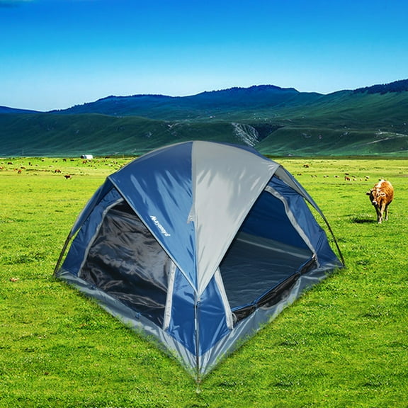 Roam Rider 3-4 Person Camping Tent,Outdoor Family Dome Tents,Easy Set Up Large Waterproof Tent for Camp with Top Rainfly,Breathable with 2 Doors & 2 Mesh Windows for Hiking Backpacking Traveling Camp