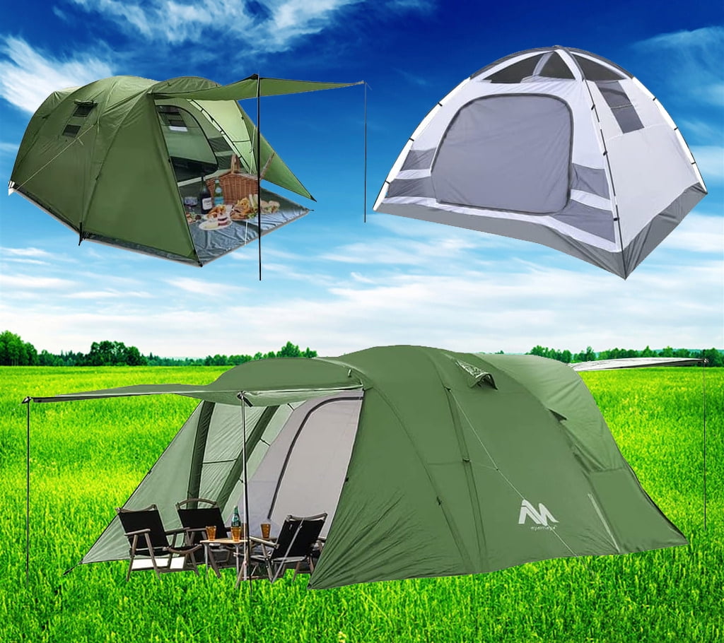 Family Camping Tent, 4-8 Person 2 Room, Blue