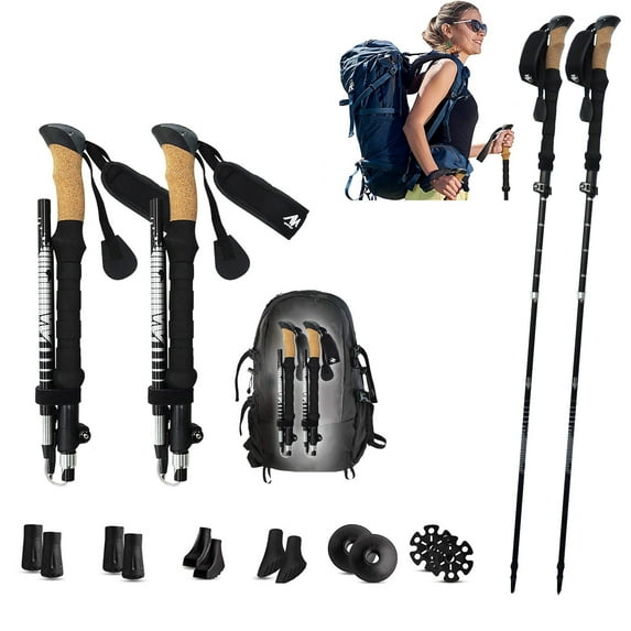 Roam Rider Aluminum 7075 Hiking Poles Collapsible Lightweight, Compact Folding Trekking Poles for Women Men, Adjustable Walking Stick Quick Flip Lock with Cork Grip Hiking Gear Outdoor Gifts(125CM)