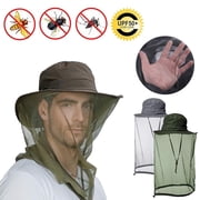 ASTRAEA Mosquito Head Net Hat for Men Women, Wide Brim Sun Hats with Mesh Mask, UV Protection for Travel Camping Fishing, Green