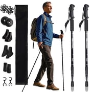 ASTRAEA 2Pcs Walking Trekking Poles, Ultralight Aluminum Trekking Hiking Poles Quick Lock for Camping Mountaining Backpacking Walking, Black