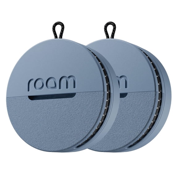 ROAM Smart Tracker  Find Keys, Bags & Luggage | Loud Ring, Waterproof, No Subscription | Apple Find My, Android | Airline-Sharing | 2-Pack, Blue