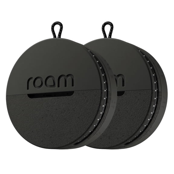 ROAM Smart Tracker – Find Keys, Bags & Luggage | Loud Ring, Waterproof, No Subscription | Apple Find My, Android | Airline-Sharing | 2-Pack, Black