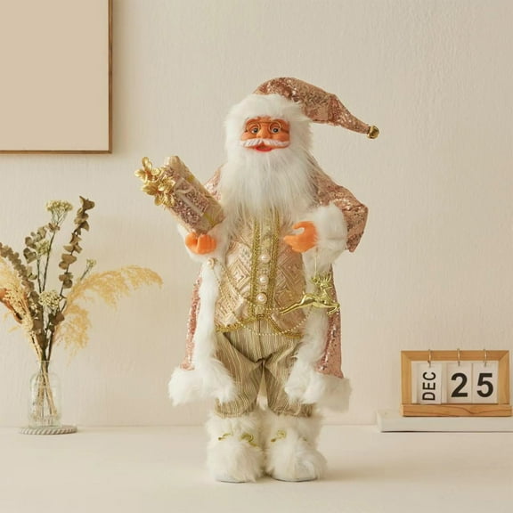 RoamHome 12-Inch Standing Santa Claus Doll for Christmas Decorations, Festive Santa Claus Figurine for Home Window Display, Holiday Gift