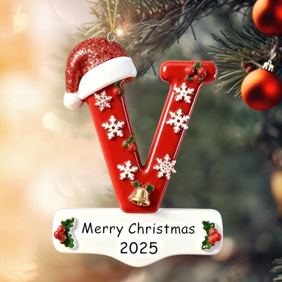 RoamHome 26-Piece Acrylic Alphabet Christmas Ornaments Set, DIY Xmas Tree Hanging Decorations with Holiday Symbols for Home, Office, and Festive Party Decor