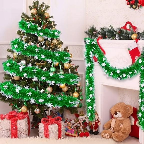 RoamHome 2M Christmas Tree Pull Ribbon Pendant, Flower Wool Strips Hanging Ornaments for Xmas Tree Window Wreath Garland Party Decoration