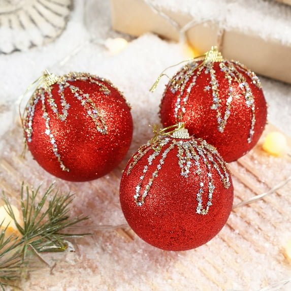 RoamHome 3-Pack 8cm Shatterproof Christmas Ball Ornaments, Plastic Hanging Decorations for Tree, Wreath, Mantel, Festive Scene Decor