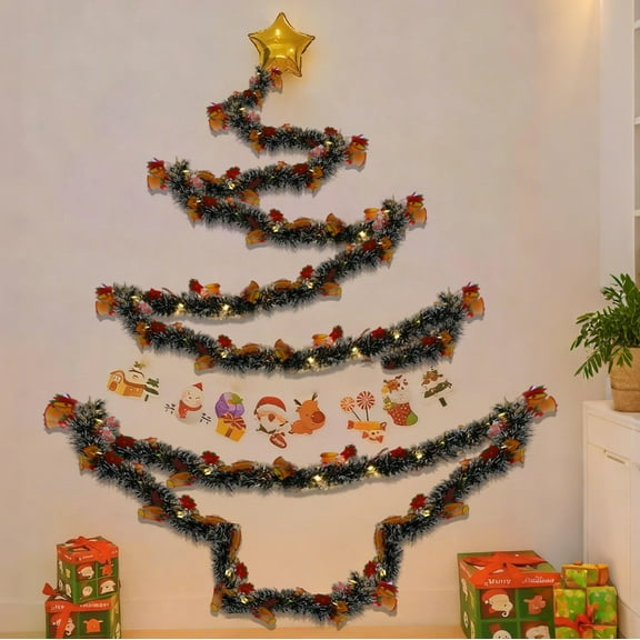 RoamHome 3M Christmas Tree Pull Flower Ribbon, 118 Inch Hanging Pendant Ornament for Stair Railings, Fireplace, Window and Holiday Decorations