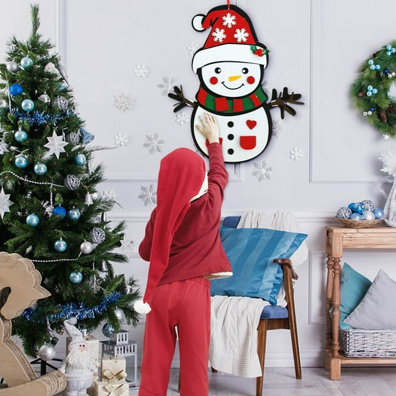 RoamHome 3ft DIY Felt Snowman Kit with Ornaments Christmas Decor, Wall Hanging, Party Games & Holiday Home Decoration